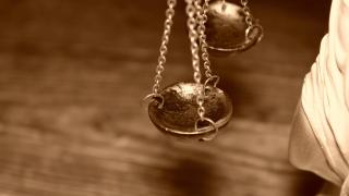 Close up of scales of justice